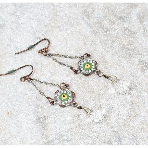 Green Evil Eye Dangle Earrings Drop Earring Jewel Trinket Jewelry Gifr for Her - Picture 2 of 10